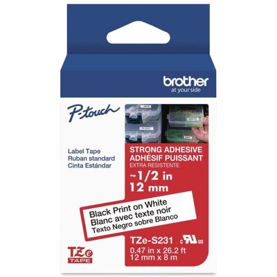 Brother - P-Touch TZES231G 0.47 in. x 26.2 ft. TZe Standard Adhesive Laminated Labeling Tape - Black on - White Brother - P-Touch TZES231G 0.47 in. x 26.2 ft. TZe Standard Adhesive Laminated Labeling Tape - Black on - White