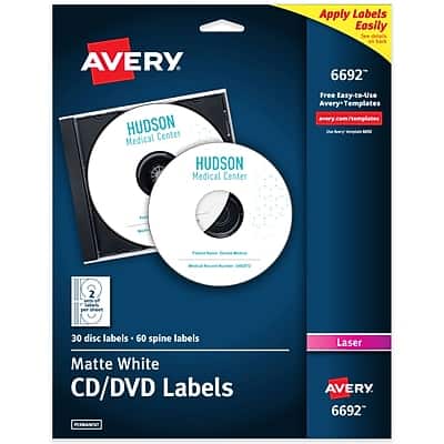 Avery - Color Laser CD Labels, Matte 2 Labels/Sheet, 15 Sheets/Pack, 30 Labels/Pack - White Avery - Color Laser CD Labels, Matte 2 Labels/Sheet, 15 Sheets/Pack, 30 Labels/Pack - White