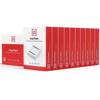TruRed - TRU RED™ 8.5" x 11" Copy Paper, 20 lbs., 92 Brightness, 500 Sheets/Ream, 10 Reams/Carton (TR56958) - White TruRed - TRU RED™ 8.5" x 11" Copy Paper, 20 lbs., 92 Brightness, 500 Sheets/Ream, 10 Reams/Carton (TR56958) - White