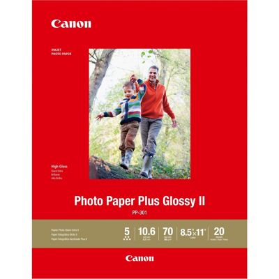 Canon - PP-301 Photo Plus II High-Glossy Photo 8.5" x 11.02" 20-Count Paper - White Canon - PP-301 Photo Plus II High-Glossy Photo 8.5" x 11.02" 20-Count Paper - White