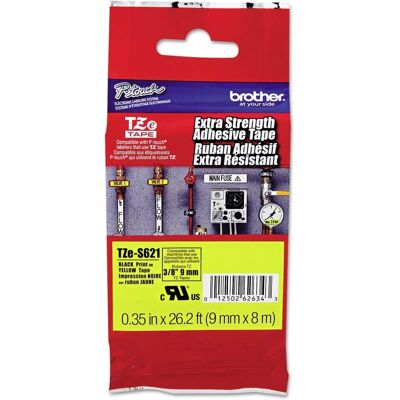 Brother - P-Touch TZES621 0.35 in. x 26.2 ft. TZe Laminated Removable Label Tapes - Black on - Yellow Brother - P-Touch TZES621 0.35 in. x 26.2 ft. TZe Laminated Removable Label Tapes - Black on - Yellow