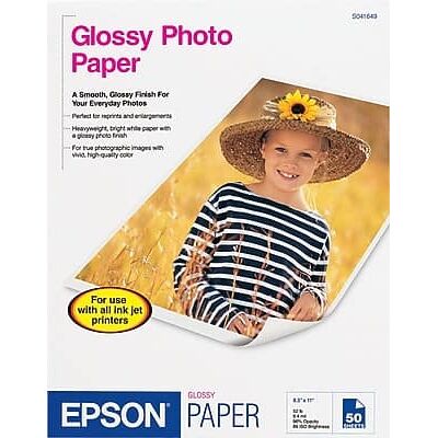 Epson - Glossy Photo Paper, 8.5" x 11", 20 Sheets/Pack - White Epson - Glossy Photo Paper, 8.5" x 11", 20 Sheets/Pack - White
