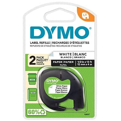 Dymo - LetraTag Label Maker Tape, 1/2" x 13', 2/Pack - Black On White Dymo - LetraTag Label Maker Tape, 1/2" x 13', 2/Pack - Black On White