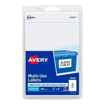 Avery - Laser/Inkjet Multipurpose Labels, 2" x 4", 100 Labels/Pack - White Avery - Laser/Inkjet Multipurpose Labels, 2" x 4", 100 Labels/Pack - White