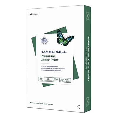 Hammermill - Premium 8.5" x 14" Laser Paper, 24 lbs., 98 Brightness, 500 Sheets/Ream - White Hammermill - Premium 8.5" x 14" Laser Paper, 24 lbs., 98 Brightness, 500 Sheets/Ream - White