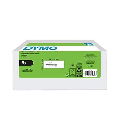 Dymo - LabelWriter 2050766 Return Address Labels, 2" x 3/4", Black on 500 Labels/Roll, 6 Rolls/Box (2050766) - White Dymo - LabelWriter 2050766 Return Address Labels, 2" x 3/4", Black on 500 Labels/Roll, 6 Rolls/Box (2050766) - White
