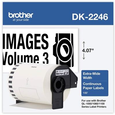 Brother - P-Touch DK2246 DK2246 4.07 in. x 100 ft. Label Tape - Black on - White Brother - P-Touch DK2246 DK2246 4.07 in. x 100 ft. Label Tape - Black on - White