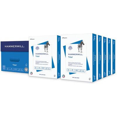 Hammermill - Tidal Print Paper, 92 Bright, 20 lb Bond Weight, 8.5 x 11, White, 500 Sheets/Ream, 10 Reams/Carton Hammermill - Tidal Print Paper, 92 Bright, 20 lb Bond Weight, 8.5 x 11, White, 500 Sheets/Ream, 10 Reams/Carton