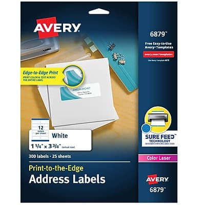 Avery - Print-to-the-Edge Laser/Copier Shipping Labels, 1-1/4" x 3-3/4", 300 Labels/Pack - Matte White Avery - Print-to-the-Edge Laser/Copier Shipping Labels, 1-1/4" x 3-3/4", 300 Labels/Pack - Matte White