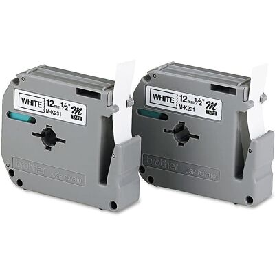 Brother - P-touch M2312PK Non-Laminated Label Tape (2-Pack) - Black on White Brother - P-touch M2312PK Non-Laminated Label Tape (2-Pack) - Black on White