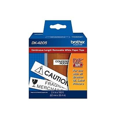 Brother - Removable Wide Width Continuous Paper Labels, 2-4/10" x 100' - Black On White Brother - Removable Wide Width Continuous Paper Labels, 2-4/10" x 100' - Black On White