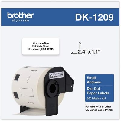 Brother - DK1209 1.1 in. x 2.4 in. Die-Cut Address Labels - (1-Roll) - White Brother - DK1209 1.1 in. x 2.4 in. Die-Cut Address Labels - (1-Roll) - White