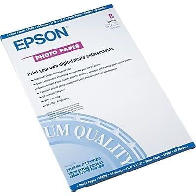 Epson - Glossy Photo Paper, 11" x 17", 20 Sheets/Pack - White Epson - Glossy Photo Paper, 11" x 17", 20 Sheets/Pack - White