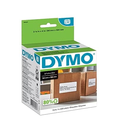 Dymo - LabelWriter 30323 Shipping Labels, 4" x 2-1/8", 220 Labels/Roll (30323) - White Dymo - LabelWriter 30323 Shipping Labels, 4" x 2-1/8", 220 Labels/Roll (30323) - White
