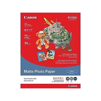 Canon - MP 101 Matte Photo Paper, 8.5" x 11", 50 Sheets/Pack - Bright White Canon - MP 101 Matte Photo Paper, 8.5" x 11", 50 Sheets/Pack - Bright White