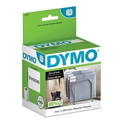 Dymo - LabelWriter 30370 Multi-Purpose Labels, 2-5/16" x 2", 250 Labels/Roll (30370) - Black on White Dymo - LabelWriter 30370 Multi-Purpose Labels, 2-5/16" x 2", 250 Labels/Roll (30370) - Black on White
