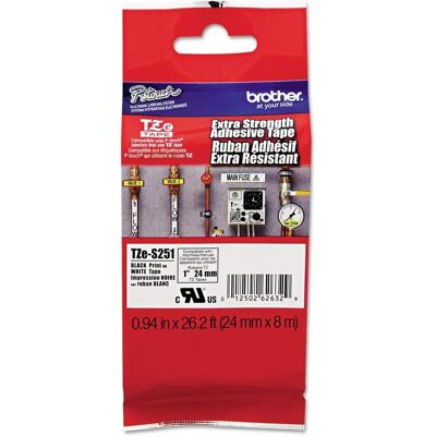 Brother - P-Touch TZES251 0.94 in. x 26.2 ft. TZe Standard Adhesive Laminated Labeling Tape - Black on - White Brother - P-Touch TZES251 0.94 in. x 26.2 ft. TZe Standard Adhesive Laminated Labeling Tape - Black on - White