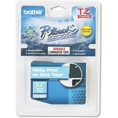 Brother - P-Touch TZE545 0.7 in. x 26.2 ft. TZe Standard Adhesive Laminated Labeling Tape - White on - Blue Brother - P-Touch TZE545 0.7 in. x 26.2 ft. TZe Standard Adhesive Laminated Labeling Tape - White on - Blue