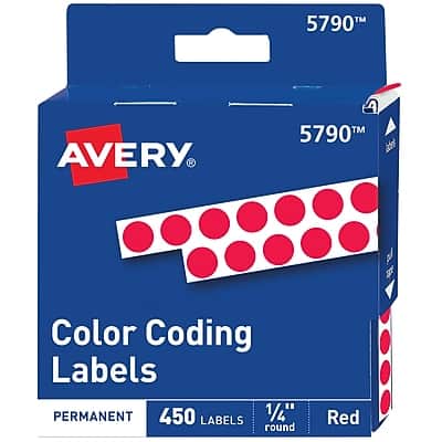 Avery - Color-Coding Labels in Dispenser, 1/4" Dia, 450 Stickers/Pack - Red Avery - Color-Coding Labels in Dispenser, 1/4" Dia, 450 Stickers/Pack - Red