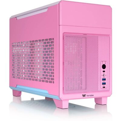 Thermaltake - TR100 SFF mITX Mini Tower PC Case with PCIe 4.0 Riser Cable Included - Bubble Pink Thermaltake - TR100 SFF mITX Mini Tower PC Case with PCIe 4.0 Riser Cable Included - Bubble Pink