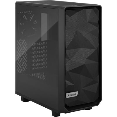 Fractal Design - Meshify 2 Compact Black TG Light Tint - Mid-tower - Black - Tempered Glass, Steel, Mesh - 6 x Bay - 0 - Black Fractal Design - Meshify 2 Compact Black TG Light Tint - Mid-tower - Black - Tempered Glass, Steel, Mesh - 6 x Bay - 0 - Black