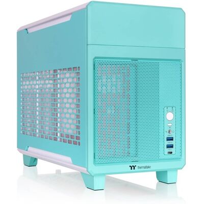 Thermaltake - TR100 SFF mITX Mini Tower PC Case with PCIe 4.0 Riser Cable Included - Mint Strawberry Thermaltake - TR100 SFF mITX Mini Tower PC Case with PCIe 4.0 Riser Cable Included - Mint Strawberry