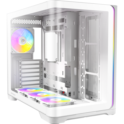 Antec - C5 Curve ARGB, 4 x 120mm ARGB PWM Fans Included, Curved Tempered Glass Front & Side Panels, Mid-Tower ATX PC Case - White Antec - C5 Curve ARGB, 4 x 120mm ARGB PWM Fans Included, Curved Tempered Glass Front & Side Panels, Mid-Tower ATX PC Case - White