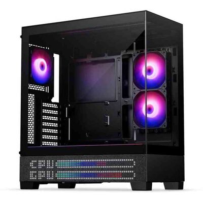 Phanteks - XT View Matrix ATX Case, 600-LED Display, Tempered Glass, USB-C 3.2, 3x D-RGB Fans, Rear-Connector, Black - Charcoal Black Phanteks - XT View Matrix ATX Case, 600-LED Display, Tempered Glass, USB-C 3.2, 3x D-RGB Fans, Rear-Connector, Black - Charcoal Black