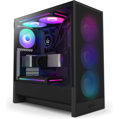 NZXT - H5 Flow RGB 2024 Compact ATX Mid-Tower Airflow PC Case - Black NZXT - H5 Flow RGB 2024 Compact ATX Mid-Tower Airflow PC Case - Black