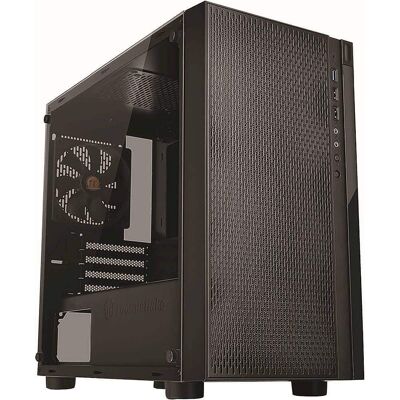 Thermaltake - Versa H18 TG Mid Tower Case - Black/Blue Thermaltake - Versa H18 TG Mid Tower Case - Black/Blue