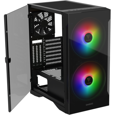 GAMDIAS - APOLLO E2 Elite pc case ATX, 200mm fans ARGB Tempered Glass, GPU length limitation: 340mm. - Black GAMDIAS - APOLLO E2 Elite pc case ATX, 200mm fans ARGB Tempered Glass, GPU length limitation: 340mm. - Black
