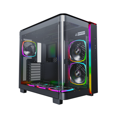 Montech - KING 95 PRO Dual-Chamber ATX Mid-Tower, High-Airflow, Tempered Glass, 6 ARGB Fans - Black Montech - KING 95 PRO Dual-Chamber ATX Mid-Tower, High-Airflow, Tempered Glass, 6 ARGB Fans - Black