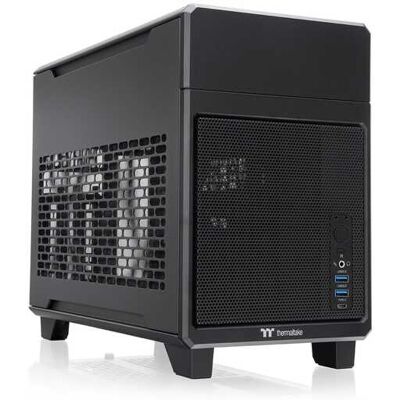 Thermaltake - TR100 SFF mITX Mini Tower PC Case with PCIe 4.0 Riser Cable Included - Black Thermaltake - TR100 SFF mITX Mini Tower PC Case with PCIe 4.0 Riser Cable Included - Black