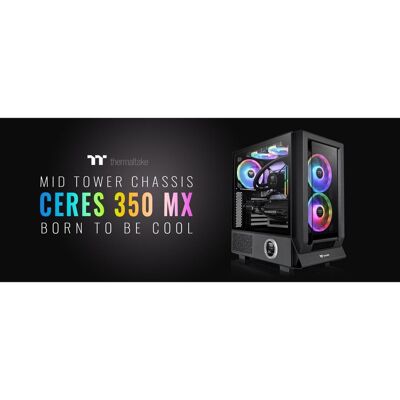 Thermaltake - Ceres 350 MX Black Mid Tower ATX Case, 3 ARGB Fans, Dual Front Panels, Hidden-Connector Compatible - Black Thermaltake - Ceres 350 MX Black Mid Tower ATX Case, 3 ARGB Fans, Dual Front Panels, Hidden-Connector Compatible - Black
