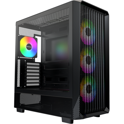 Montech - X5 ATX Mid-Tower Case, 4x ARGB Fans, Glass Side, GPU Holder, Black - Black Montech - X5 ATX Mid-Tower Case, 4x ARGB Fans, Glass Side, GPU Holder, Black - Black