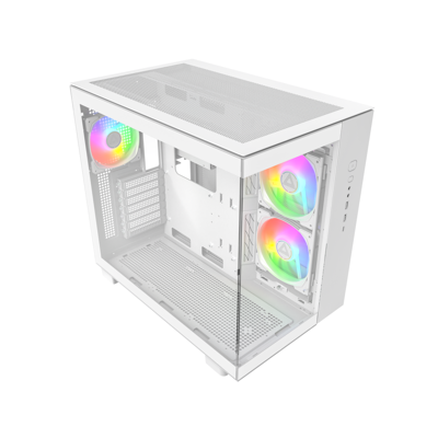 Montech - KING 65 PRO ATX Mid Tower, Dual Chamber, High Airflow, RTX 40 Support, 3 ARGB Fans - White - White Montech - KING 65 PRO ATX Mid Tower, Dual Chamber, High Airflow, RTX 40 Support, 3 ARGB Fans - White - White