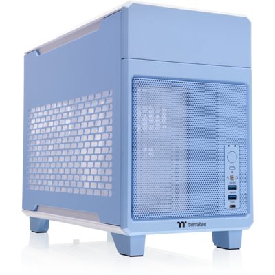 Thermaltake - TR100 SFF mITX Mini Tower PC Case with PCIe 4.0 Riser Cable Included - Hydrangea Blue Thermaltake - TR100 SFF mITX Mini Tower PC Case with PCIe 4.0 Riser Cable Included - Hydrangea Blue