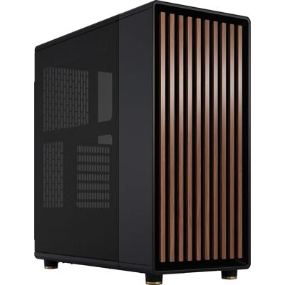 Fractal Design - North Charcoal Black with Walnut Front and Mesh Side Panel Mid-Tower PC Case - Black Fractal Design - North Charcoal Black with Walnut Front and Mesh Side Panel Mid-Tower PC Case - Black