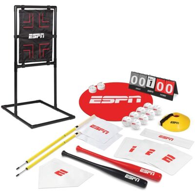 ESPN - Baseball Stadium Experience for Kids Includes Balls, Bats, and Pitching Target - White ESPN - Baseball Stadium Experience for Kids Includes Balls, Bats, and Pitching Target - White