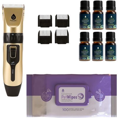 Pursonic - Pet Grooming Bundle – Rechargeable Hair Trimmer, 6-Pack Essential Oils & Lavender Wipes Pursonic - Pet Grooming Bundle – Rechargeable Hair Trimmer, 6-Pack Essential Oils & Lavender Wipes