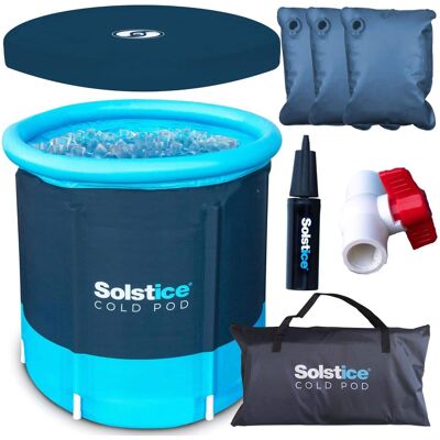 Solstice - Cold Pod Plunge 84.5 Gallon Ice Bath Tub with Large Lid and Carry Bag - Dark grey & blue Solstice - Cold Pod Plunge 84.5 Gallon Ice Bath Tub with Large Lid and Carry Bag - Dark grey & blue