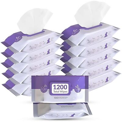 Pursonic - Lavender Scented Pet Wipes – 12 Packs of 100 (1200 Total) Extra Large Wipes for Gentle Cleaning & Deodorizing Pursonic - Lavender Scented Pet Wipes – 12 Packs of 100 (1200 Total) Extra Large Wipes for Gentle Cleaning & Deodorizing