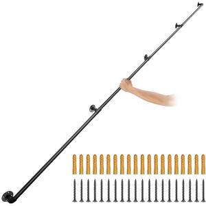 VEVOR - Pipe Stair Handrail, 13FT Staircase Handrail, 440LBS Load Capacity Carbon Steel Pipe Handrail - Black VEVOR - Pipe Stair Handrail, 13FT Staircase Handrail, 440LBS Load Capacity Carbon Steel Pipe Handrail - Black