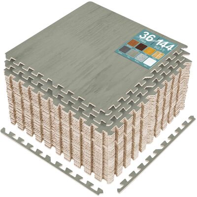 Sorbus - 144 Sq. Ft. Wood Grain Floor Tiles Foam Mat EVA Interlocking Mats Tile 3/8-Inch Thick Flooring Mats w/Borders - Light Gray Sorbus - 144 Sq. Ft. Wood Grain Floor Tiles Foam Mat EVA Interlocking Mats Tile 3/8-Inch Thick Flooring Mats w/Borders - Light Gray