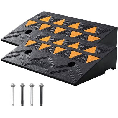 VEVOR - Rubber Curb Ramp 2 Pack, 4.3" Rise Height Heavy-Duty 33069 lbs/15 T Capacity Threshold Ramps, Driveway Ramps - Black VEVOR - Rubber Curb Ramp 2 Pack, 4.3" Rise Height Heavy-Duty 33069 lbs/15 T Capacity Threshold Ramps, Driveway Ramps - Black