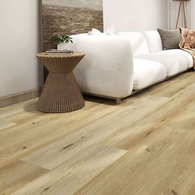 Dotfloor - 62.6"x9" SPC Composite Flooring; 5 Planks/Box (19.56 sq. ft/Box); 8mm Thick with ; 30 mil Wear Layer; - Sand Tan Dotfloor - 62.6"x9" SPC Composite Flooring; 5 Planks/Box (19.56 sq. ft/Box); 8mm Thick with ; 30 mil Wear Layer; - Sand Tan