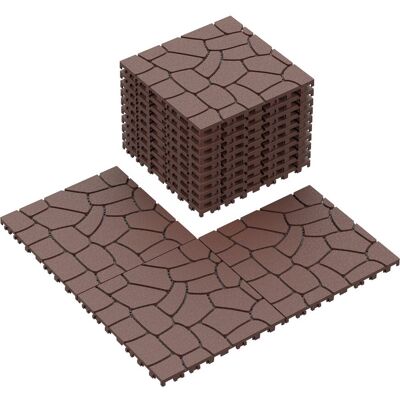Mondawe - New Stone texture 44pcs 12" Patio Interlocking Decking Tiles Floor Tile - Brown Mondawe - New Stone texture 44pcs 12" Patio Interlocking Decking Tiles Floor Tile - Brown