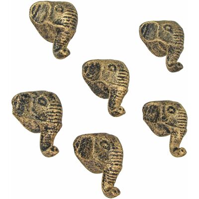 Zeckos - Antique Finish Cast Iron Elephant Head Cabinet Knob Drawer Pulls Set of 6 - Gold Zeckos - Antique Finish Cast Iron Elephant Head Cabinet Knob Drawer Pulls Set of 6 - Gold