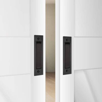 Boyel Living - 6.5 in. x 2 in. Steel Flush Pull Sliding Barn Door Handle Hardware (One piece) - Black Boyel Living - 6.5 in. x 2 in. Steel Flush Pull Sliding Barn Door Handle Hardware (One piece) - Black