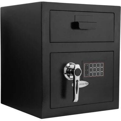 Barska - Depository Safe with Digital Keypad-Steel Drop Safe for Cash & Mail-Dual PIN Access, Anti-Pry Hinges - Black Barska - Depository Safe with Digital Keypad-Steel Drop Safe for Cash & Mail-Dual PIN Access, Anti-Pry Hinges - Black